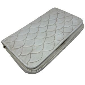 Vintage 60s Judith Leiber Mermaid Stitch Bag Flap Top Ivory Irridescent Shoulder